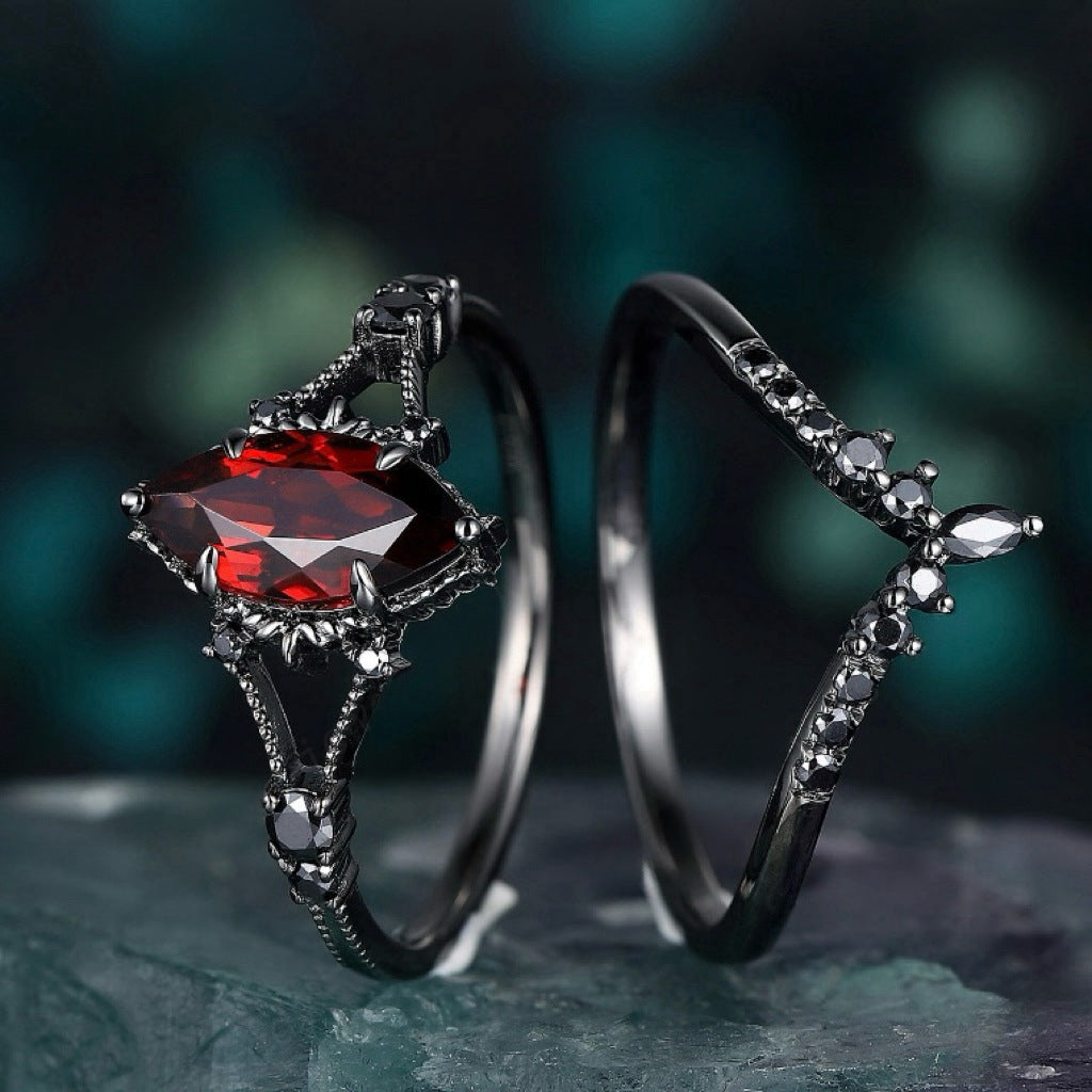 Dark Red Zircon Ring