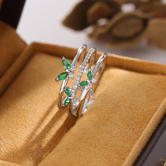 Green Wings Butterfly Ring