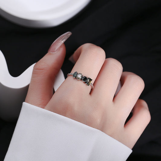 Olive Green Square Zircon Ring