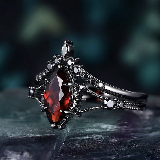 Dark Red Zircon Ring