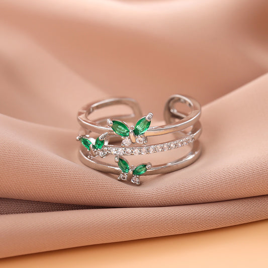 Green Wings Butterfly Ring