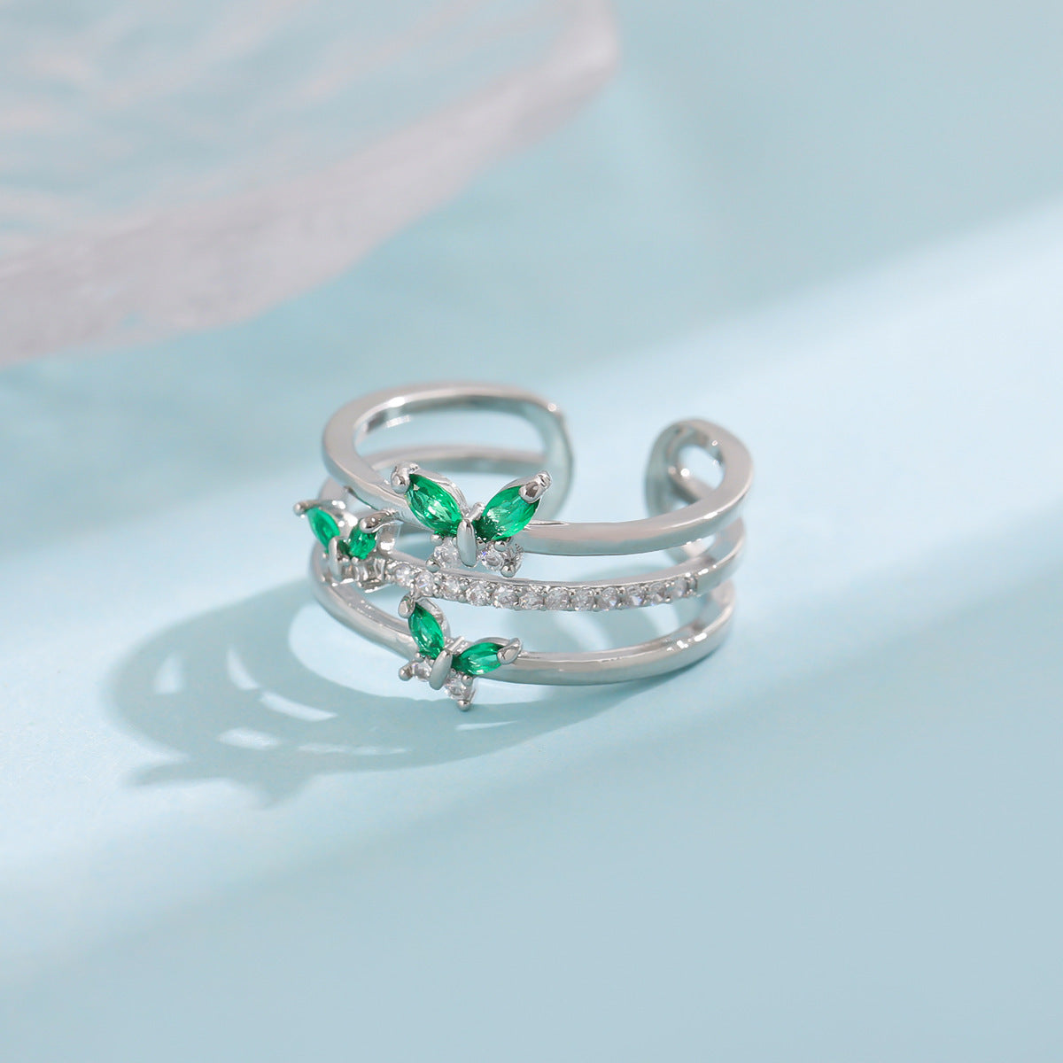 Green Wings Butterfly Ring