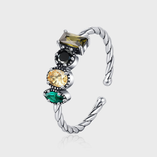 Olive Green Square Zircon Ring